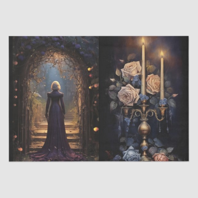 Papier Mousseline intrigant Imaginaire Florales gothiques Découpage (Recto)