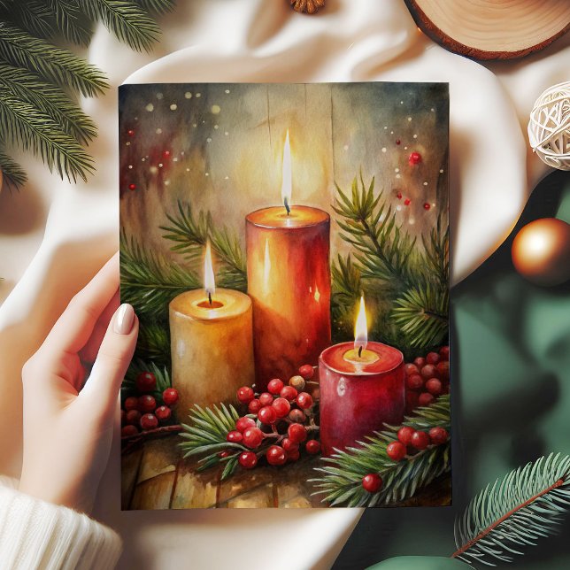 Papier Mousseline Inviting Christmas candle tissue paper holly berry (Inviting Christmas candle tissue paper holly berry)