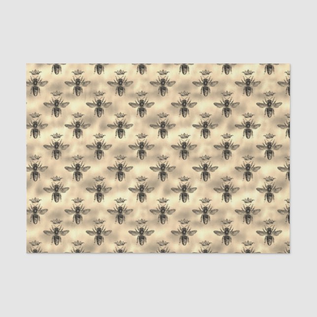 Papier Mousseline Iridescente Gold Queen Bee Motif de l'abeille (Recto)