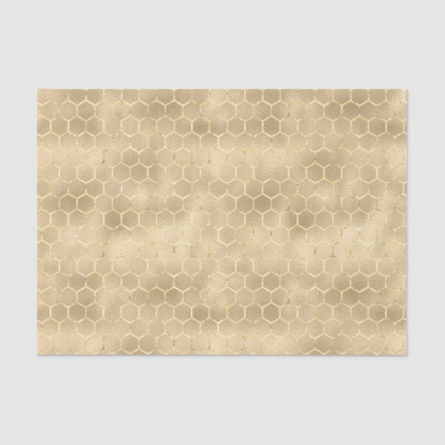Papier Mousseline Iridescente Honeycomb Gold Gradient Apier Motif (Recto)