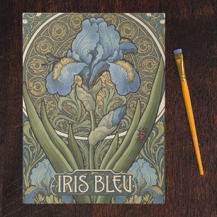 Papier Mousseline Iris Bleu de Style Français Art Nouveau Iris Bleus