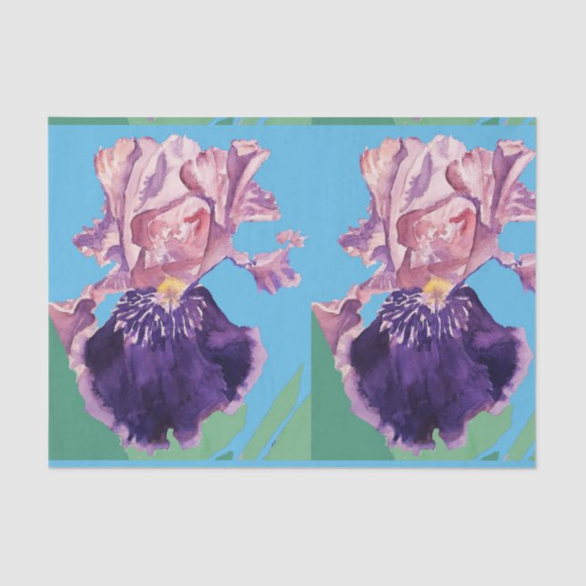Papier Mousseline Iris Irises Purple Aquarelle Florale Fleur (Recto)