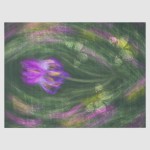 Papier Mousseline Iris pourpre avec papillons Vintages Découpage