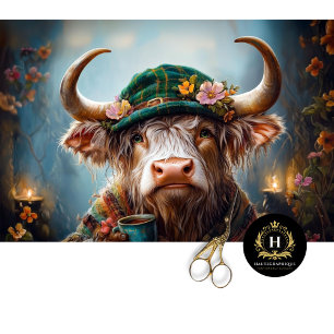 Papier Mousseline Irish Highland Cow Russe Boho Farmhouse Decoupage