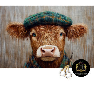 Papier Mousseline Irish Highland Cow Russe Boho Farmhouse Decoupage