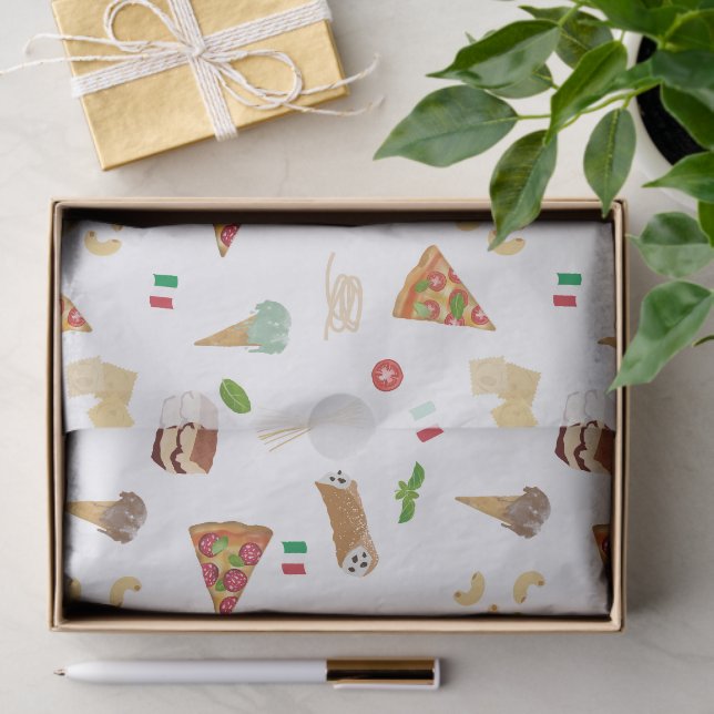 Papier Mousseline Italian Food Pizza Pasta Tiramisu Pattern (Cadeau)