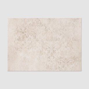 Papier Mousseline Ivoire et blanc damassé vintage