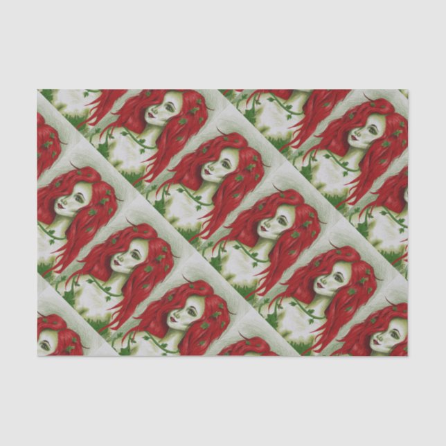 Papier Mousseline Ivy Nymph Redhead femme Pixie Imaginaire Art (Recto)