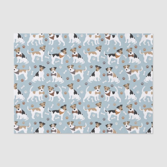 Papier Mousseline Jack Russell Terrier Patrouilles et os (Recto)