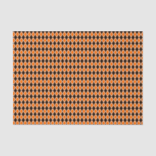 Papier Mousseline Jacquard d'Halloween - Diamants noirs et orange (Recto)