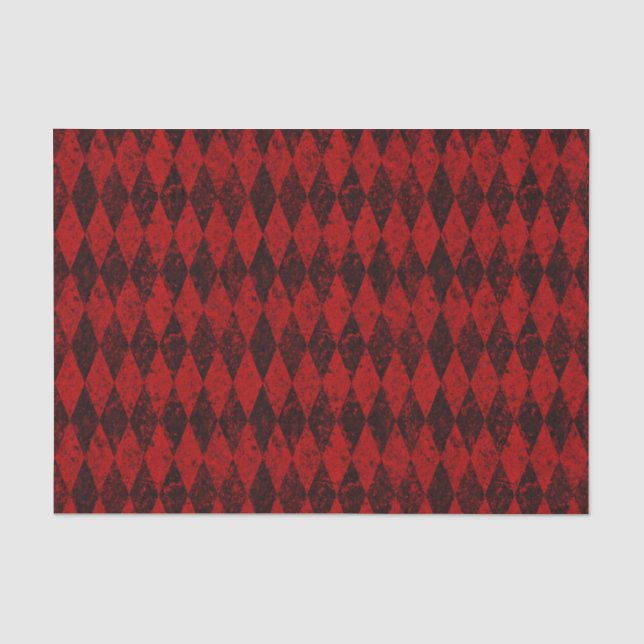 Papier Mousseline Jacquard Diamond Arlequin Noir Rouge Perdu (Recto)