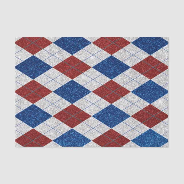 Papier Mousseline Jacquard rouge, blanc, bleu 4 juillet Parties scin (Recto)