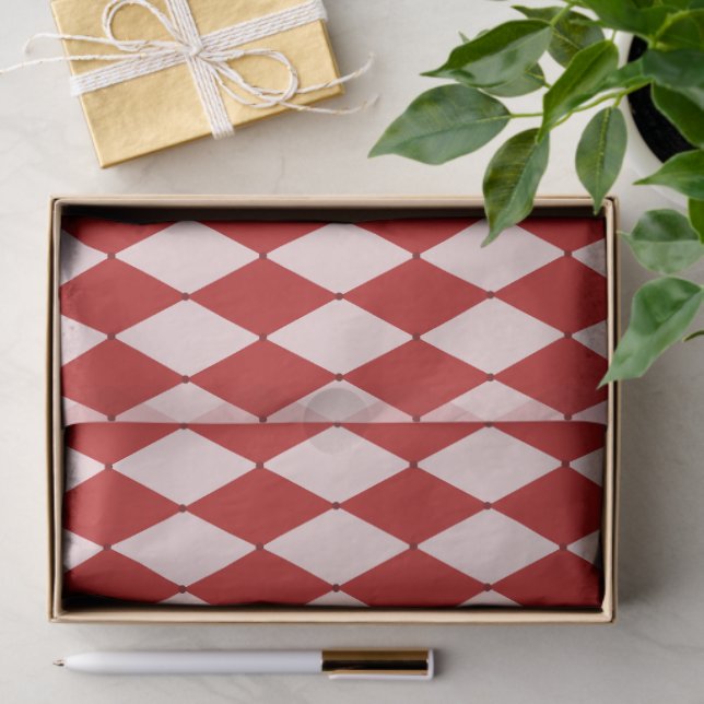Papier Mousseline Jacquard rouge et rose Festive Noël moderne (Cadeau)