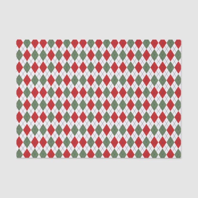 Papier Mousseline Jacquard vert et rouge (Recto)