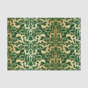 Papier Mousseline jade, faux or, damas, vintage, antique, motif, chi