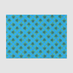 Papier Mousseline Jade Green Sea Turtle sur Ocean Blue Arrière - pla