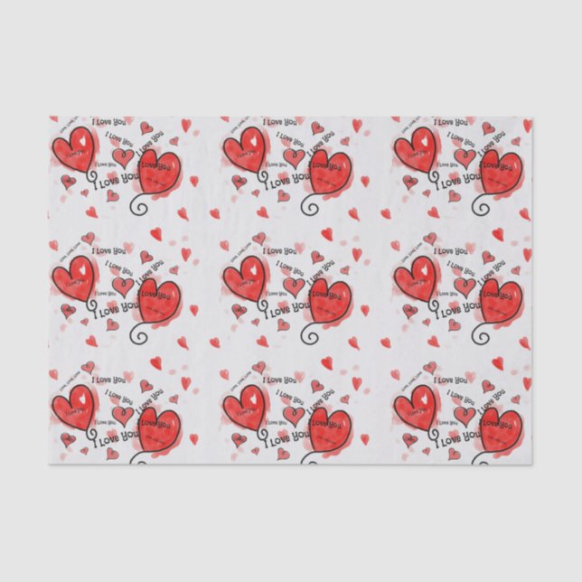 Papier Mousseline J'Aime, J'Aime, Je T'Aime (Recto)