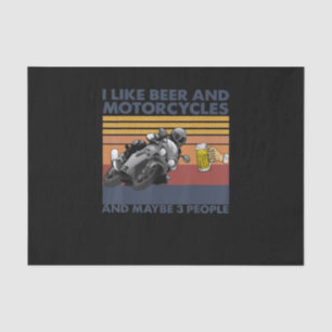 Papier Mousseline J'Aime La Bière Et Les Motos - Motos Cadeau