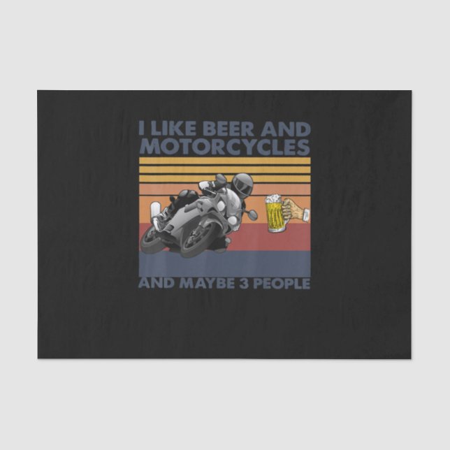 Papier Mousseline J'Aime La Bière Et Les Motos - Motos Cadeau (Recto)