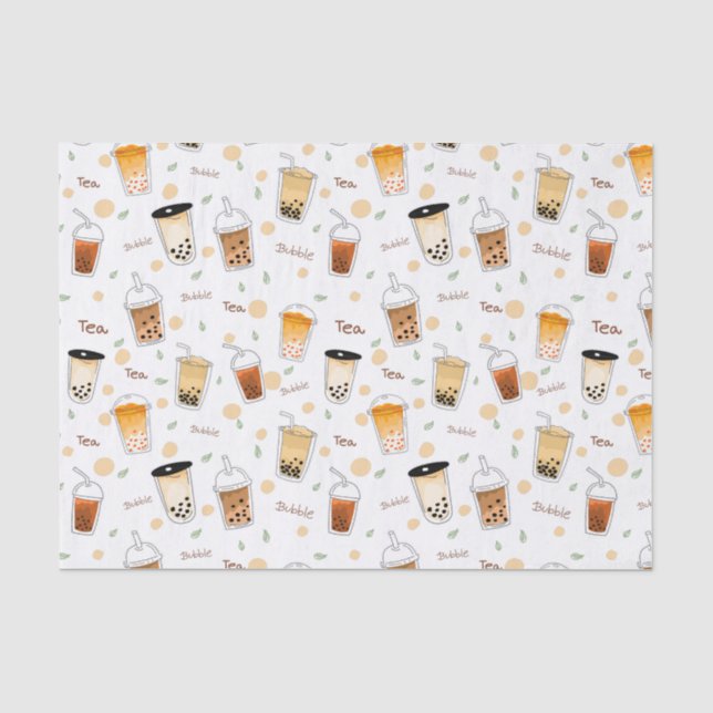 Papier Mousseline J'aime le thé bulle blanc (Recto)