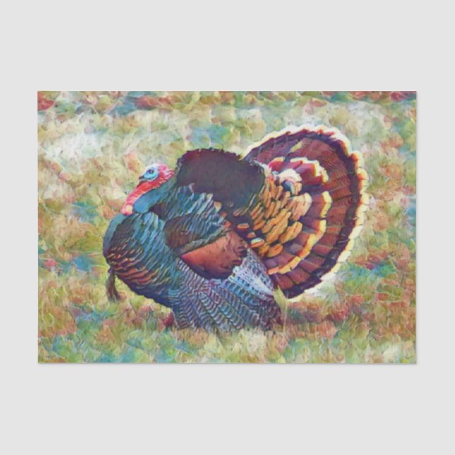 Papier Mousseline Jake Wild Turkey Monet Style Dessin Découpage (Recto)