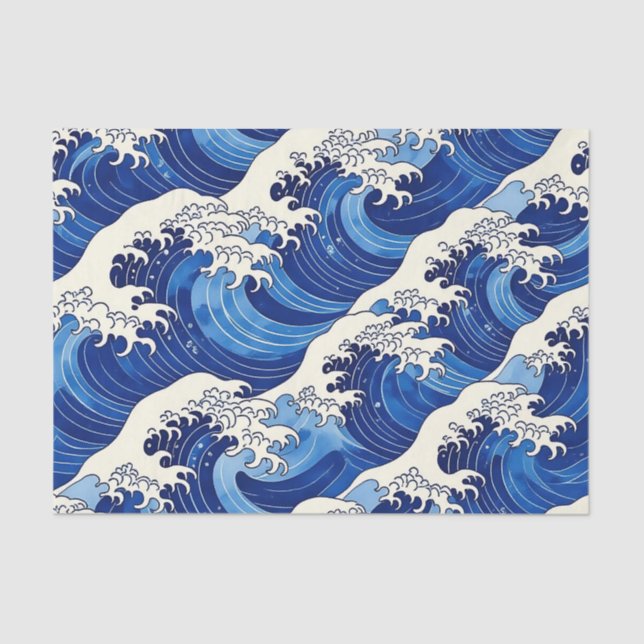 Papier Mousseline Japanese Great Wave Pattern Ocean  (Recto)