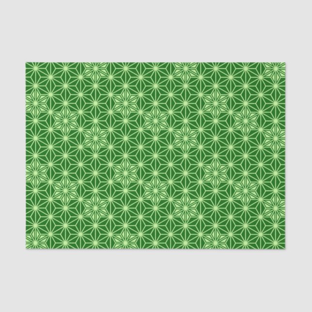 Papier Mousseline Japonais Asanoha Motif, Emerald et Lime Green (Recto)