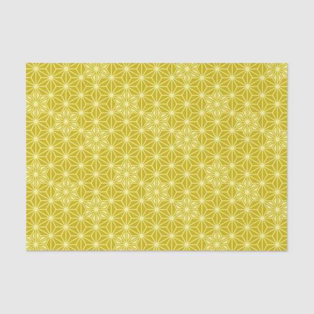 Papier Mousseline Japonais Asanoha motif - or moutarde (Recto)