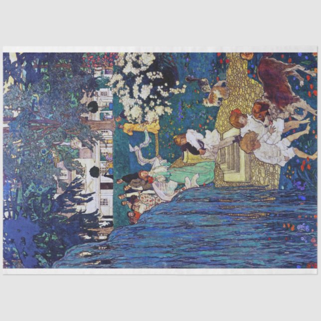 Papier Mousseline Jardin avec chien et chat, Jessie Willcox Smith (Recto)