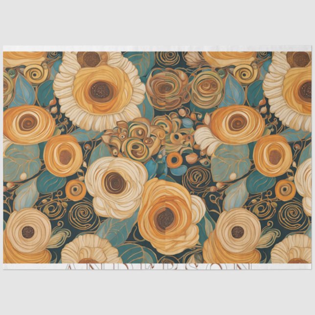 Papier Mousseline Jardin Boho d'or Floral (Recto)