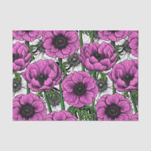 Papier Mousseline Jardin d'anémone rose