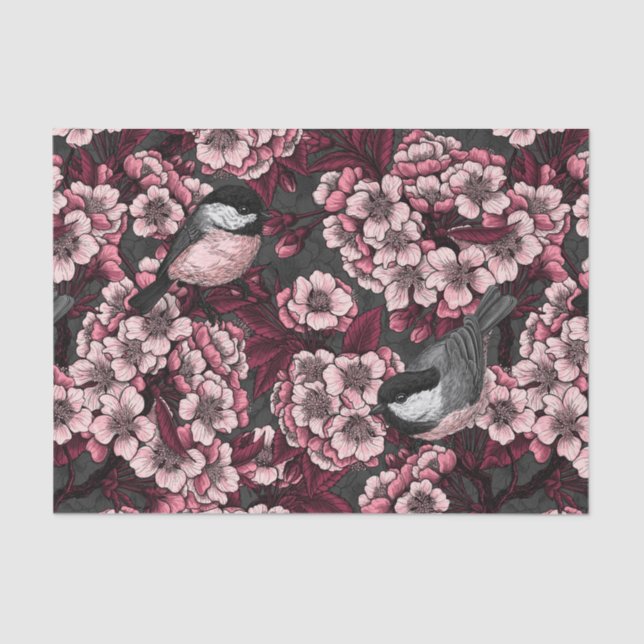 Papier Mousseline Jardin de cerisier nocturne (Recto)