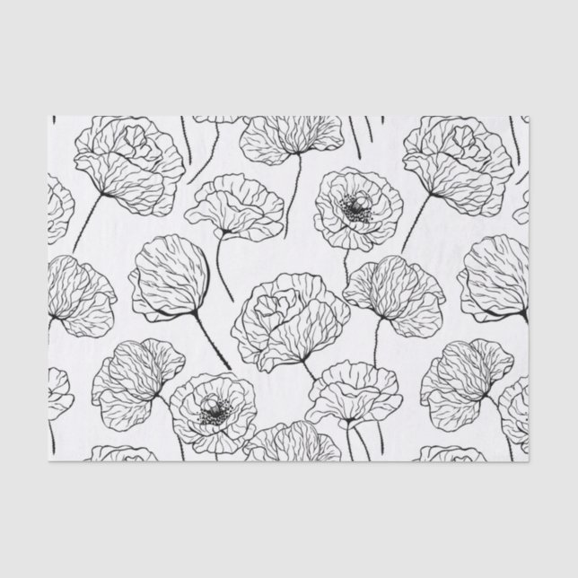 Papier Mousseline Jardin de coquelicots (Recto)