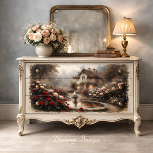 Papier Mousseline Jardin de Cottage Brumeux Decoupage