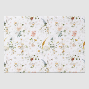 Papier Mousseline Jardin de fleurs sauvages à l'aquarelle élégant