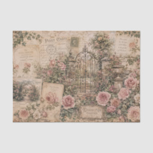 Papier Mousseline Jardin de roses vintage Cartes postales anciennes 