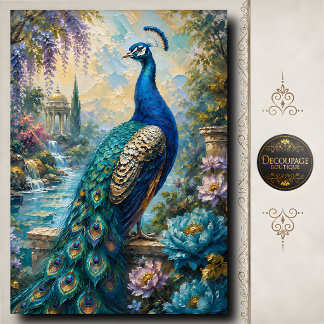 Papier Mousseline Jardin d'eau de paon bleu découpage