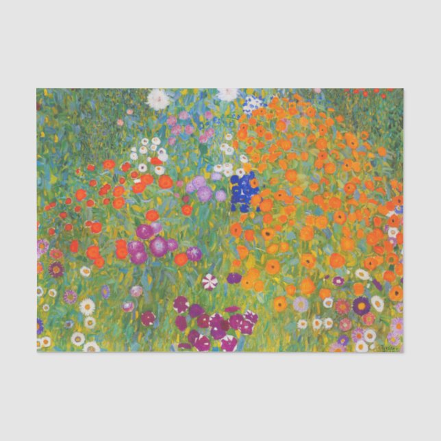 Papier Mousseline Jardin des fleurs par Gustav Klimt  (Recto)