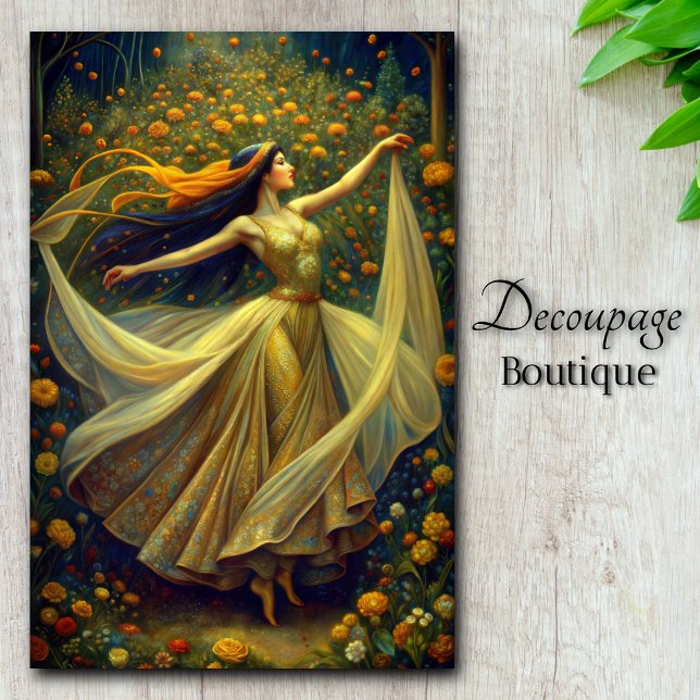 Papier Mousseline Jardin Enchantress Golden Twilight Dance Découpage (Garden Enchantress Golden Twilight Dance Decoupage Tissue Paper)