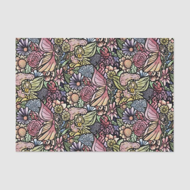 Papier Mousseline Jardin Fairy Jardin Flower Jardins Fées (Recto)