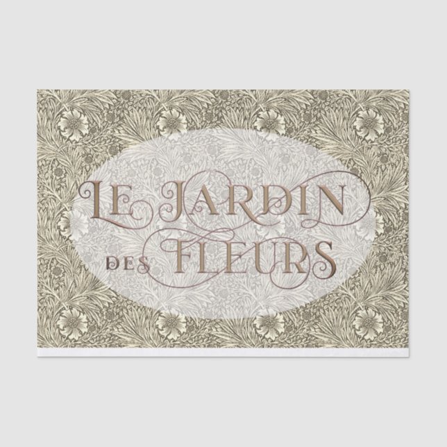 Papier Mousseline Jardin Fleur Française Oval William Morris Motif (Recto)