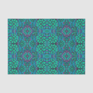 Papier Mousseline Jardin Fleurs magiques Bohème Arabesque Mint Green