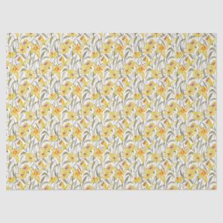 Papier Mousseline Jardin floral de printemps au narcisse à l'aquarel
