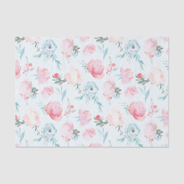 Papier Mousseline Jardin Floral rose Peony Motif Mariage (Recto)
