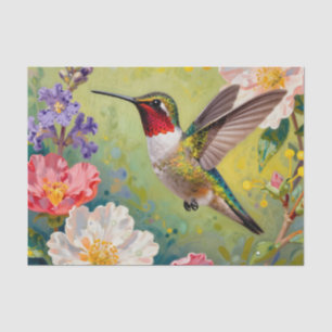 Papier Mousseline Jardin Floral Vibrant de Colibris