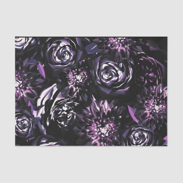 Papier Mousseline Jardin foncé Vis mauve Fleurs Mariage (Recto)