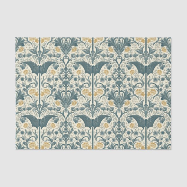 Papier Mousseline Jardin gothique Papier de tissus - Flore foncé (Recto)