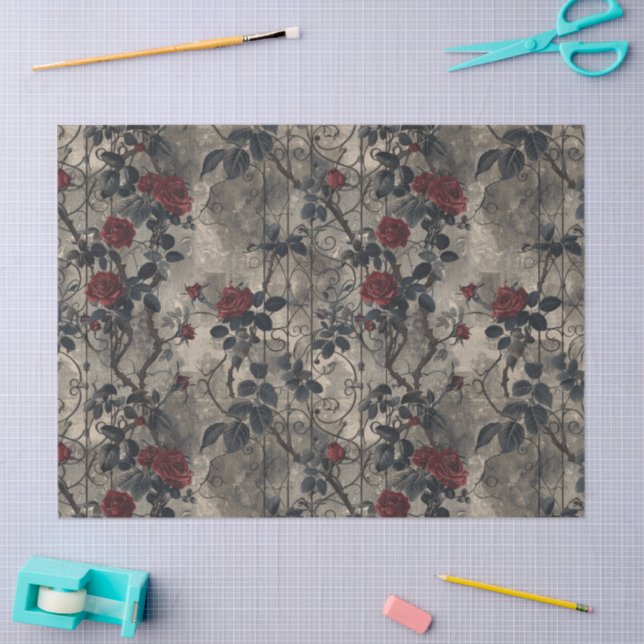 Papier Mousseline Jardin gothique victorien Rose Motif (Artisanat)