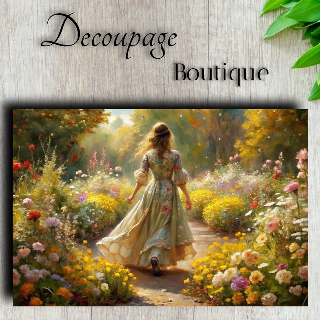 Papier Mousseline Jardin illuminé Maiden - Découpage du sentier fleu (Sunlit Garden Maiden Floral Path Decoupage Tissue Paper)