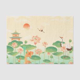 Papier Mousseline Jardin japonais de Koi Pond and Waterlilies Art